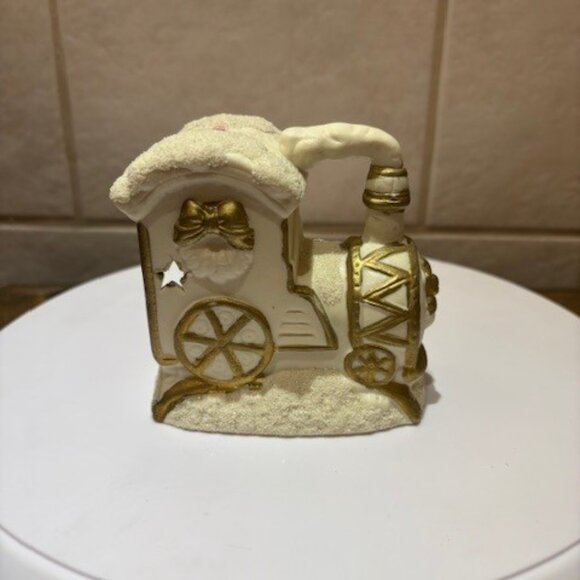 Bombay Company Christmas Santa Train White Porcelain 3 piece candle Votives - Picture 10 of 17